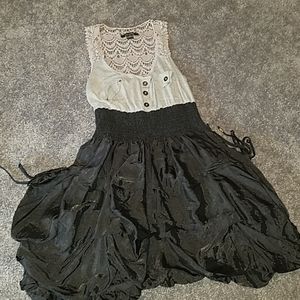 black tank dress with poofy crunched skirt